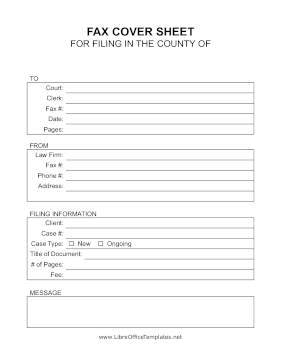 Fax Cover Sheet Court Filing LibreOffice Template