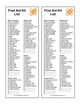 First Aid Inventory Checklist LibreOffice Template