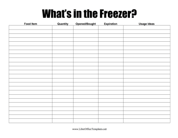 Freezer Log LibreOffice Template