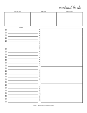 Friday Saturday Sunday Planner LibreOffice Template