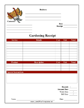 Gardening Receipt LibreOffice Template