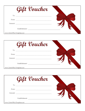 Gift Card With Ribbon LibreOffice Template
