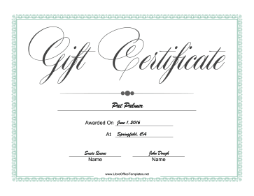 Gift Certificate Template