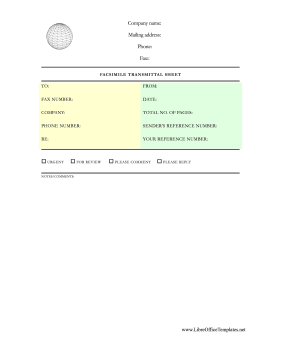 Globe Professional Fax Sheet LibreOffice Template