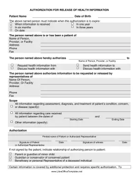 Health Information Release LibreOffice Template