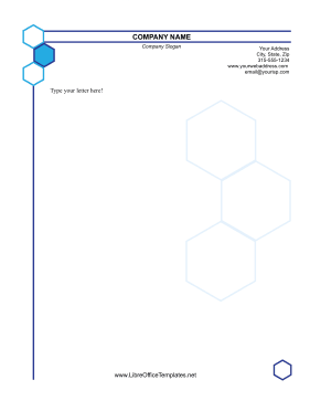 Hexagon Blue Letterhead LibreOffice Template