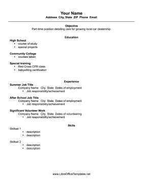 High School Graduate Resume LibreOffice Template