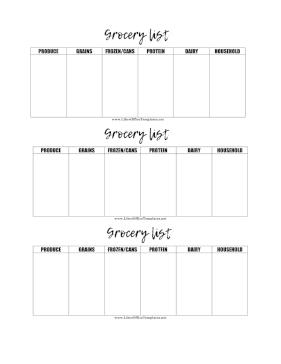 Horizontal Shopping Lists LibreOffice Template
