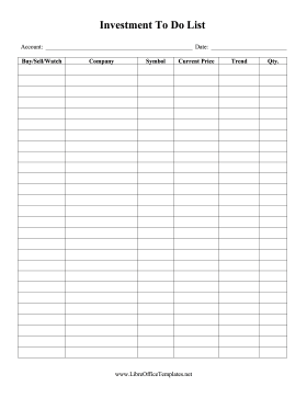 Investment To Do List LibreOffice Template