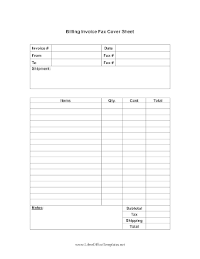 Invoice Fax Cover LibreOffice Template