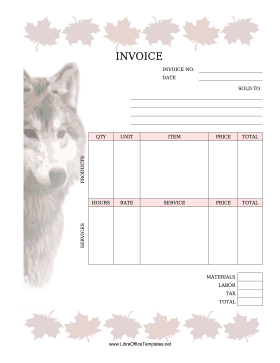 Invoice With Wolf LibreOffice Template