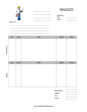 Invoice for Contractor LibreOffice Template