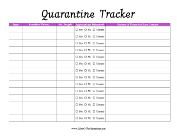 Isolation Log LibreOffice Template