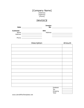 Lined Commercial Invoice LibreOffice Template