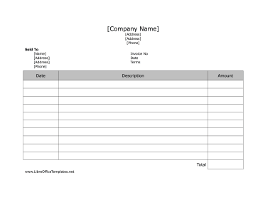 Lined Invoice LibreOffice Template