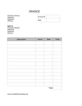 Lined Service Invoice LibreOffice Template