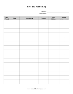 Lost And Found Log LibreOffice Template