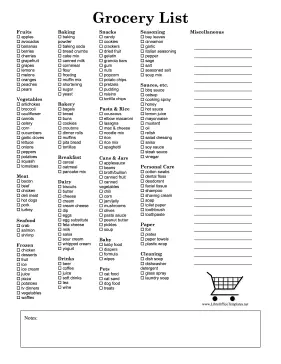 Master Shopping List Extra Groceries LibreOffice Template