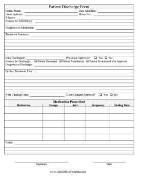 Medical Discharge Record LibreOffice Template