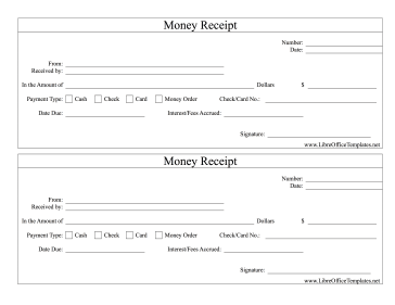 Money Cash Receipts