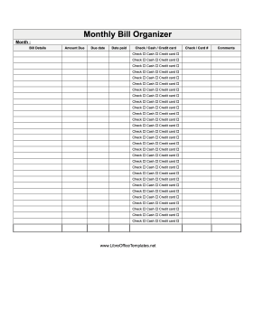 Monthly Bill Tracker LibreOffice Template