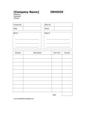 Order Invoice LibreOffice Template