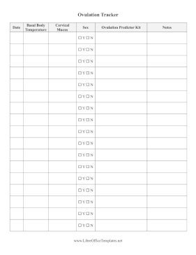 Ovulation Cycle Log LibreOffice Template