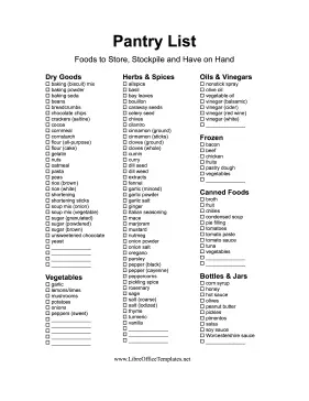 Pantry Inventory Checklist LibreOffice Template