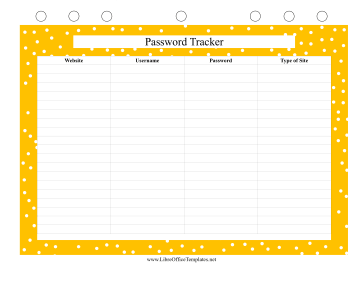 Password Log LibreOffice Template