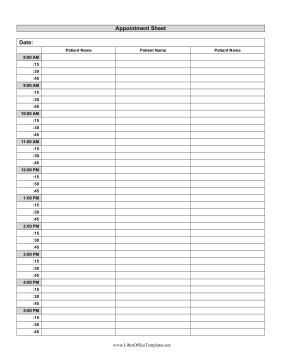 Patient Appointment Log LibreOffice Template