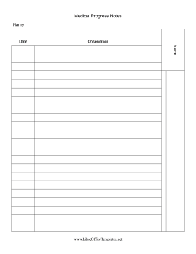 Patient Progress Form LibreOffice Template