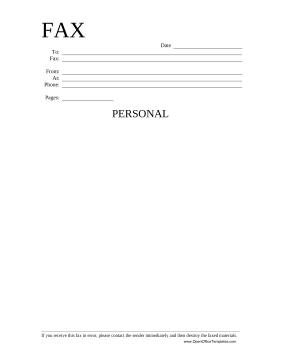 Personal Fax Cover Sheet LibreOffice Template
