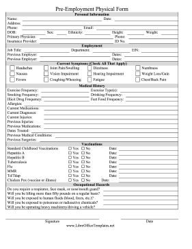 Physical Assessment For Work LibreOffice Template