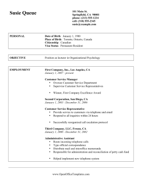 Professional CV Letter LibreOffice Template