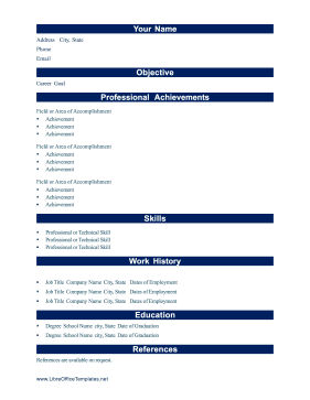 Professional Resume Blue LibreOffice Template
