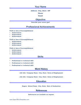 Professional Resume Letter LibreOffice Template