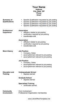 Professional Targeted Resume LibreOffice Template