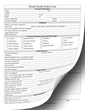 Psychological Well-Being Form LibreOffice Template