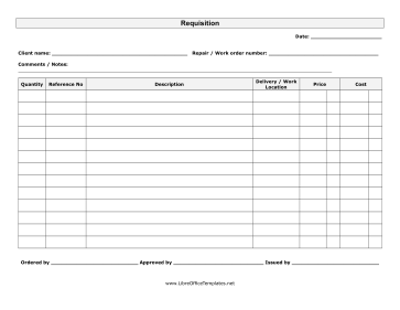 Purchase Requisition LibreOffice Template