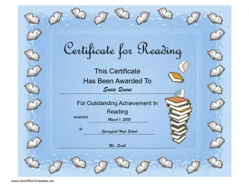 Reading Achievement Certificate LibreOffice Template