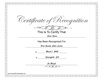 Recognition Award LibreOffice Template