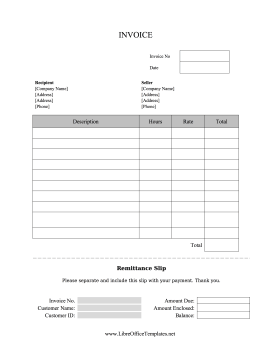 Remittance Slip Invoice Service LibreOffice Template