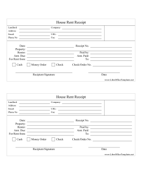 Rental House Receipts LibreOffice Template