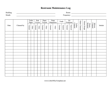 Restroom Maintenance Log LibreOffice Template