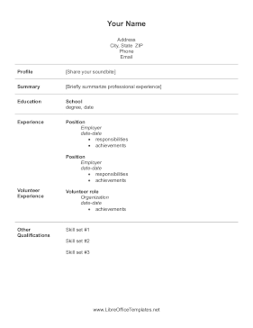 Resume With Parenting Gap LibreOffice Template