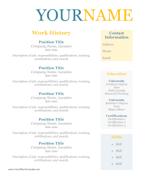 Resume With Reverse Chronology LibreOffice Template