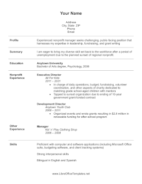 Resume With Unemployment Gap LibreOffice Template