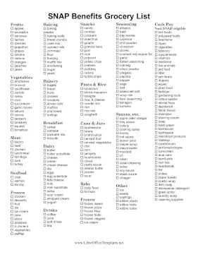 SNAP Grocery List LibreOffice Template