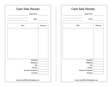 Sales Receipt LibreOffice Template