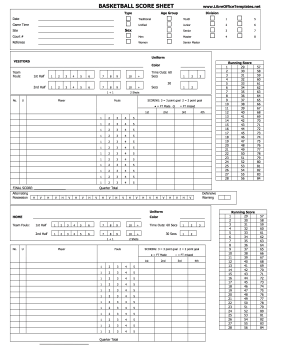 Score Card Basketball LibreOffice Template